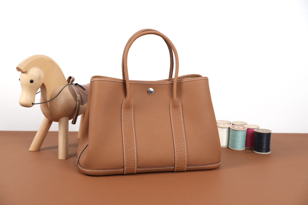 에르메스 가든파티30 골드브라운 토고가죽